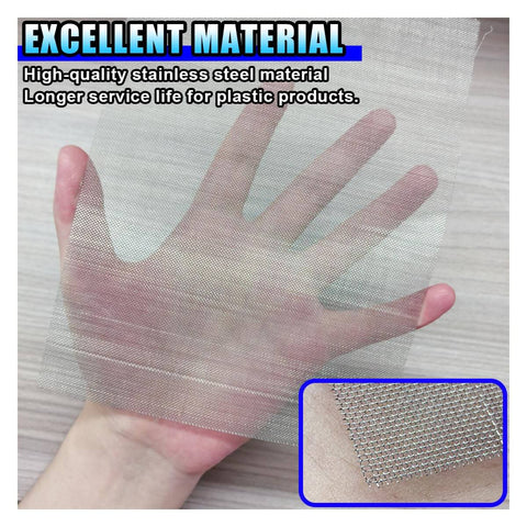 10-Piece Stainless Steel Welding Mesh Kit For Thermoplastic Repair held in hand showing size and mesh detail