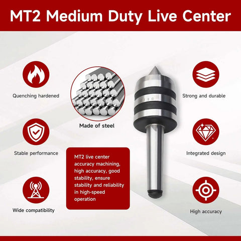 MT2 Live Center 60 Degree Tailstock Center For CNC Lathes Manual Lathes And High Speed Lathes Built Tough With 0.0003 Inch Concentricity 5000 RPM 12 28 NF Drawbar Sealed Front End