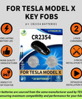 Two CR2354 Battery Pack For Tesla Model X And X Plaid Key Fob Replacement With Opening Pry Tool Included OEM Style Cells 2 Pack