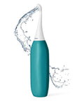 XL Butt Shower Portable Bidet With 50 Percent More Water Volume, turquoise bottle with water spray, travel use visual