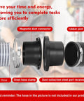 Hassle Free Magnetic Dust Collection Quick Connect Fitting System For Shop Vacuums And Woodworking Machinery With Four And Two Point Five Inch Rare Earth Adapter Kit components showing magnetic duct connector and rubber joint.