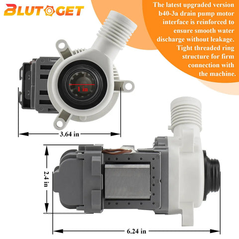 Washer Drain Pump Replacement WPW10276397 dimensions and design details