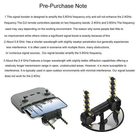 5.8GHz Antenna Boosters For DJI Remote Controllers N3 N2 N1 N1C with signal amplifiers attached to drone remote, top view