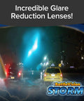 Storm-Ready Glare-Reducing Glasses For Driving In Rain And Snow shown enhancing night visibility with blue light blocking feature.