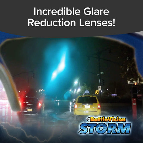 Storm-Ready Glare-Reducing Glasses For Driving In Rain And Snow shown enhancing night visibility with blue light blocking feature.