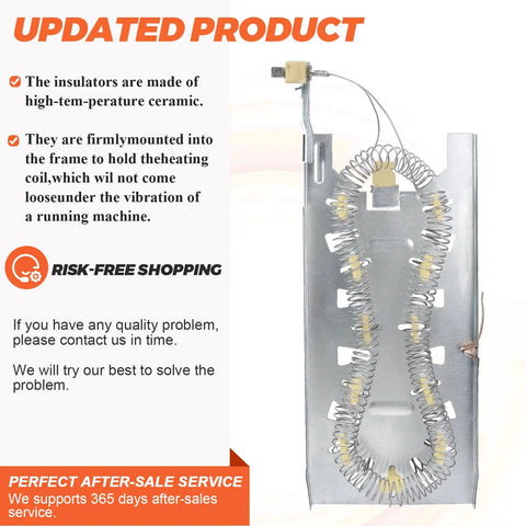 Upgraded 3387747 Dryer Heating Element Kit For Whirlpool Kenmore Elite He4 90 Series Replacement With Housing And Coil shown