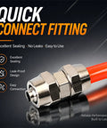 8 Piece Straight Air Line Fittings Set For Truck And RV Built Tough Heavy Duty Push In Pneumatic Connectors with red tubing