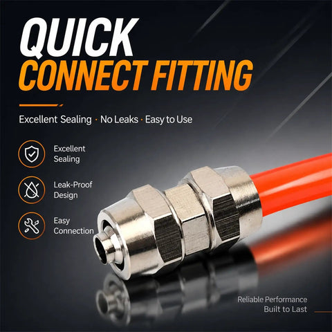 8 Piece Straight Air Line Fittings Set For Truck And RV Built Tough Heavy Duty Push In Pneumatic Connectors with red tubing