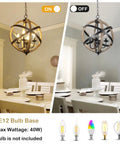 Cozy Rustic Farmhouse 4 Light Chandelier With Height Adjustable Design showing on and off in a dining room setting, wood frame and vintage white finish.