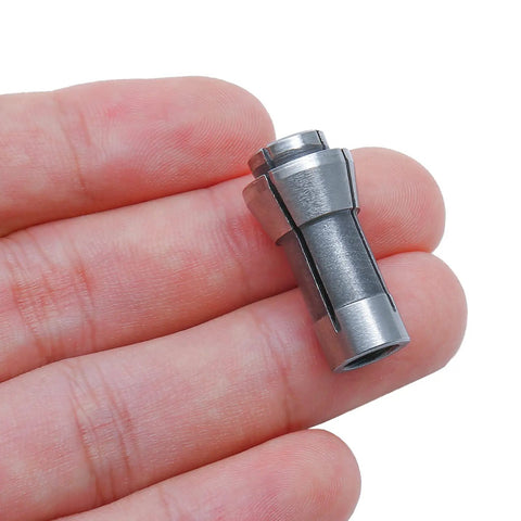Close-up of a die grinder collet in hand from the Four Pack Die Grinder Collet Set For One Quarter And One Eighth Inch Bits