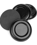 Legit Heavy Duty Upright Piano Caster Cups With Solid Beech Wood And Thick Non Slip Anti Noise Foam For Smooth Hardwood Floor Protection And Silent Glide Set Of Four Black stacked on white background.