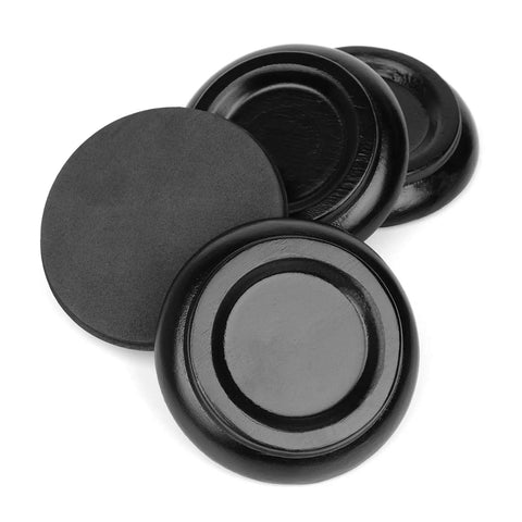 Legit Heavy Duty Upright Piano Caster Cups With Solid Beech Wood And Thick Non Slip Anti Noise Foam For Smooth Hardwood Floor Protection And Silent Glide Set Of Four Black stacked on white background.