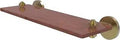 Solid IPE Ironwood Shelf In Satin Brass, 16 Inch Wall Mounted With Concealed Screws, space saving shelf with durable metal and wood construction