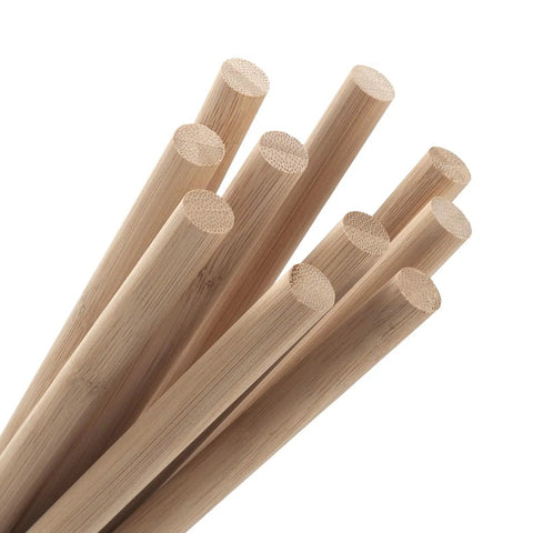 Premium Smooth Bamboo Wood Dowel Rods For Crafting, 1/2 X 15 Inch Unfinished Craft Sticks stacked showing smooth ends.