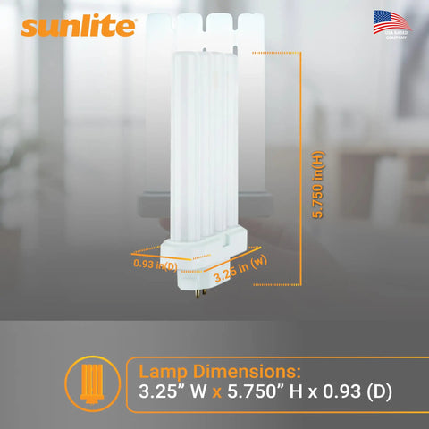 Quad Tube Plug In CFL Lamp 27W 1500 Lumens 6500K Crisp Daylight GX10q4 4 Pin Base, 3.25"W x 5.75"H dimensions