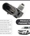 High Precision Car Fuel Tank Pressure Sensor for Vapor Vent Port Replacement Drop In With Delphi 3rd Gen Sensors OEM 16238399 9377680 09377680 16196060 Black shown with connector details and a car illustration.