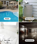 Submersible Water Pump 2250GPH for Basement Drainage and Pool Cleanup used in pools, rain barrels, hot tubs, and basements
