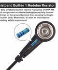 Close-up of resistor in Grounded Outlet Plug And Anti Static Wrist Strap Kit For PC Builds with description text