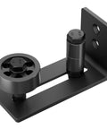 Sliding Barn Door Floor Guide With Adjustable Stay Roller For All Door Sizes Wall Mount Hardware Kit In Black Solid Steel And Nylon Construction Rust Resistant Easy Installation