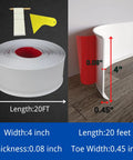 Self Adhesive Vinyl Wall Base Molding Trim 4 Inch Wide 20 Feet Long White Cove Base Peel And Stick Rubber Style 0.08 Inch Thick