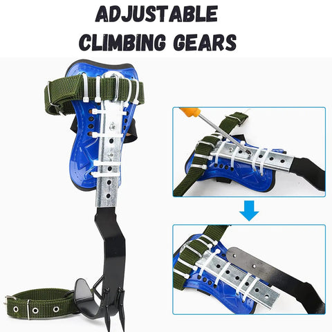 Tree Climbing Spikes Set With Adjustable 304 Stainless Steel Spikes And Non Slip Pedals 2 Gear Design for secure climbing