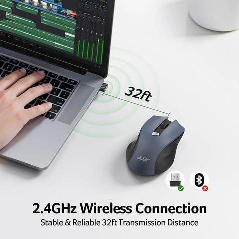 Wireless Mouse For Laptop And PC Desktop With 2.4GHz USB Receiver 6 Buttons And 1600 DPI Adjustable For Medium To Large Hands cordless usage