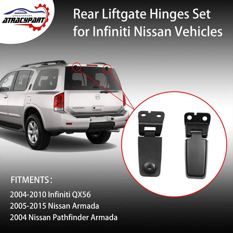 Rear Window Hinge Set for Liftgate Glass Right and Left Replacement Fits 2004 2010 Infiniti QX56, 2005 2015 Armada, 2004 Pathfinder Armada