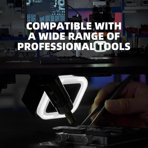 DIY Solder Smoke Absorber And Portable Fume Extractor in use with LED light, highlighting compatibility with professional tools.