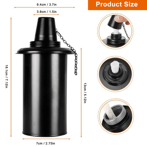 16oz Replacement Torch Canisters Pack Of 4 For Bamboo Lantern Outdoor Torches with fiberglass wick and metal snuff cap