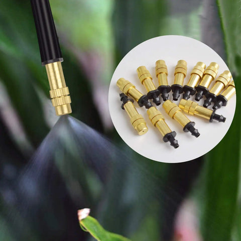Adjustable Copper Atomizing Nozzle Sprayer For Drip Irrigation Thirty Pack One Quarter Inch Micro Sprinklers spraying water