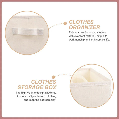 Multi Grid Linen Cotton Closet Organizer Drawer Box With Durable Fabric Dividers in beige, featuring sturdy dividers for organized storage.