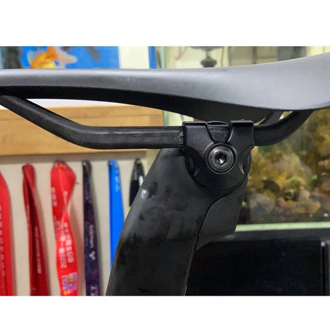 Seatpost Saddle 7x9 Clamp Ear With Titanium Bolt Kit For Carbon Rails Upgrade, CNC Aluminum Clamp installed on bike seat