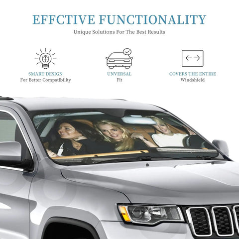 Funny Windshield Sun Shade For Cars Blocks UV Rays And Heat Front Window Sunshade Waterproof Polyester With Bubble Aluminum Insulation 51x27.5