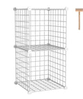 Wire Cube Storage Organizer With 2 Cubes Metal Grid Shelving Unit for home office, modular bookshelf, white finish, side view.