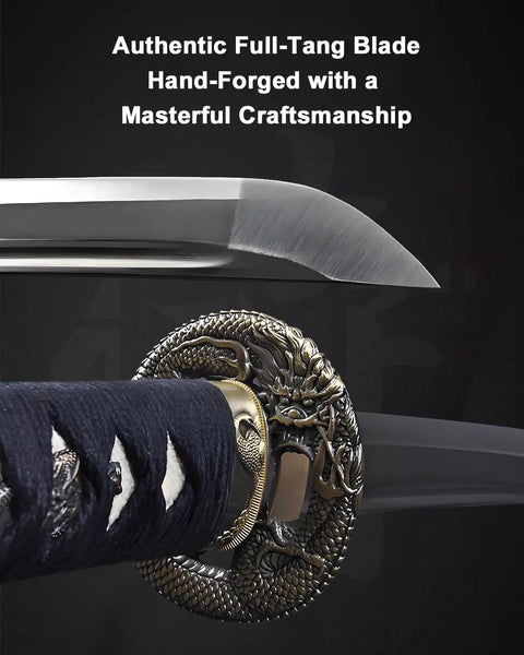 Unsharpened Stainless Steel Wakizashi Iaito For Iaido Practice And Display With Bo Hi Fuller Groove and dragon tsuba