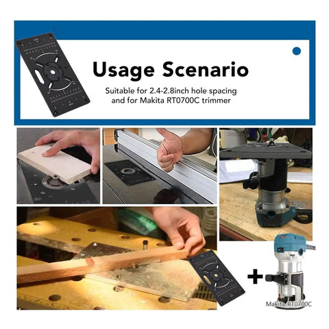 Dead Nuts Accurate Aluminum Router Table Insert Plate With Slick Inch And Centimeter Grid Markings Quick Swap Flip Board for use with Makita RT0700C.