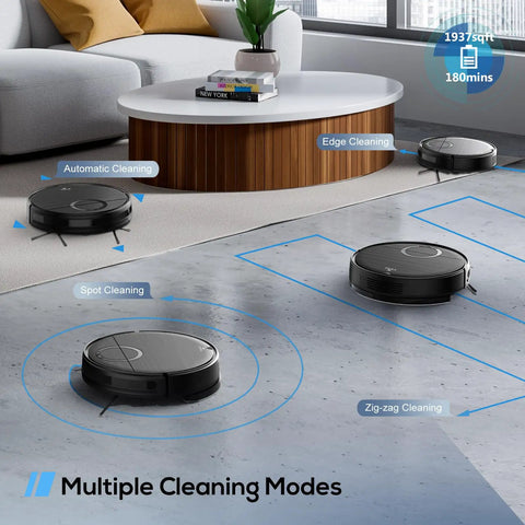 2 In 1 Robot Vacuum And Mop For Pet Owners With Strong Suction, Anti-Tangle Brushless Inlet cleaning hard floor in living room