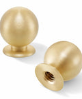 Easy Install Real Deal Solid Brass Mini Knobs 5 Pack Measure a True 1/2 Inch for Crafting DIY Hobbies Jewelry Boxes and Tiny Furniture With Top Shelf Grip and Warm Touch - Brushed brass round knobs showing brushed finish.