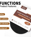 Pro Grade Closed Cell Foam Tape Strips 1 4 By 1 4 Inch Full 30 Foot Spread Weather Resistant Neoprene Gasket roll with features shown.