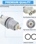RP46074 Delta shower valve cartridge with rust-resistant plastic housing, brass inner core, and O-ring gaskets.