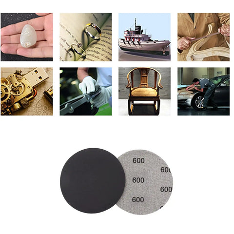 Solid 30 Pack Of Carbon Silicone Sanding Discs For Wet Or Dry Auto Metal Wood Polishing showing 75mm round discs.
