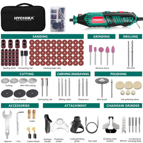 Heavy Duty 8000 To 35000 Rpm Rotary Tool Kit A Hardcore Top Pick Powerhouse With 179 Pcs Gear and attachments for sanding, carving, and drilling.