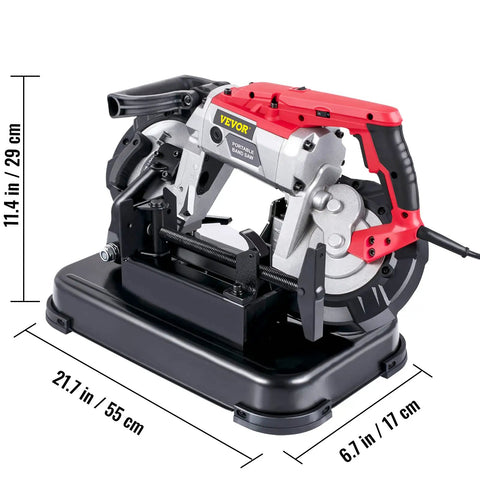 Portable Band Saw 110V 10A Motor With Removable Alloy Steel Base 5 Inch Cutting Capacity Variable Speed Handheld Band Saw