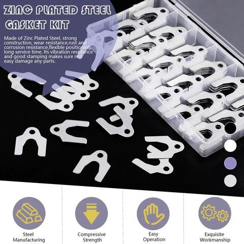 Auto Alignment Body Shim Kit With Storage Box, 144 Piece Set in various sizes on display and organized in a plastic box.