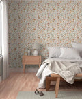Top Tier Matte Wallpaper Featuring Pastel Hen Pattern And Subtle Linen Texture Heavy Duty PVC Free Wallcovering For Kitchens Bathrooms And Hallways Zero Hassle Paste To Paper Application in a cozy bedroom setting.