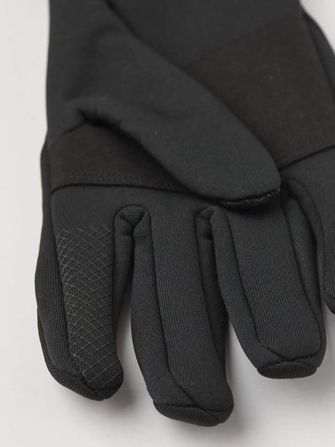 Touchscreen Ready Fleece Glove Liner, 5-Finger Warmth Layer, close-up of black fleece material and touchscreen tip, Size 6