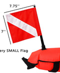 Inflatable Dive Float Torpedo Buoy For Scuba Freediving Snorkeling And Spearfishing With Flag And Rope, red flag detail