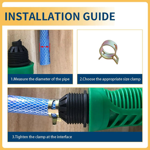 Installation guide for 142 Piece Spring Hose Clamp Kit 6mm to 20mm Assortment For Auto And DIY Use with measurement steps.