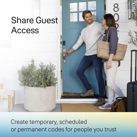 Slick Black Smart Keyless Entry Door Lock With Apple Home Keys And Smooth Keypad Access auto unlocking for guests at home.