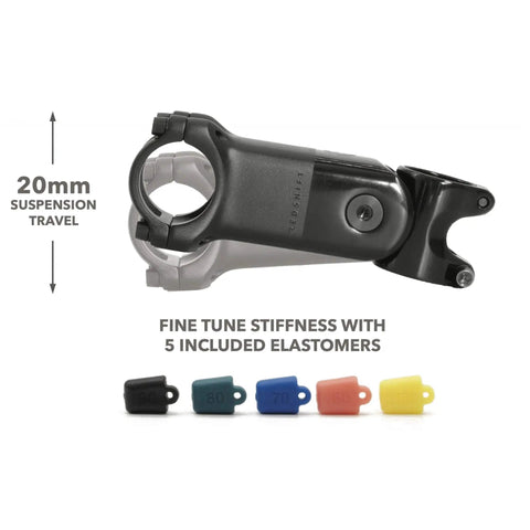 ShockStop PRO Suspension Stem For Bikes Shock Absorbing Handlebar Stem For Road Gravel Hybrid And EBikes 6 Degree 90 Mm with elastomers